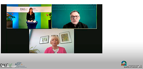 Screenshot von der Abschlussdiskussion beim Onlinekongress Quality of Cancer Care 2021